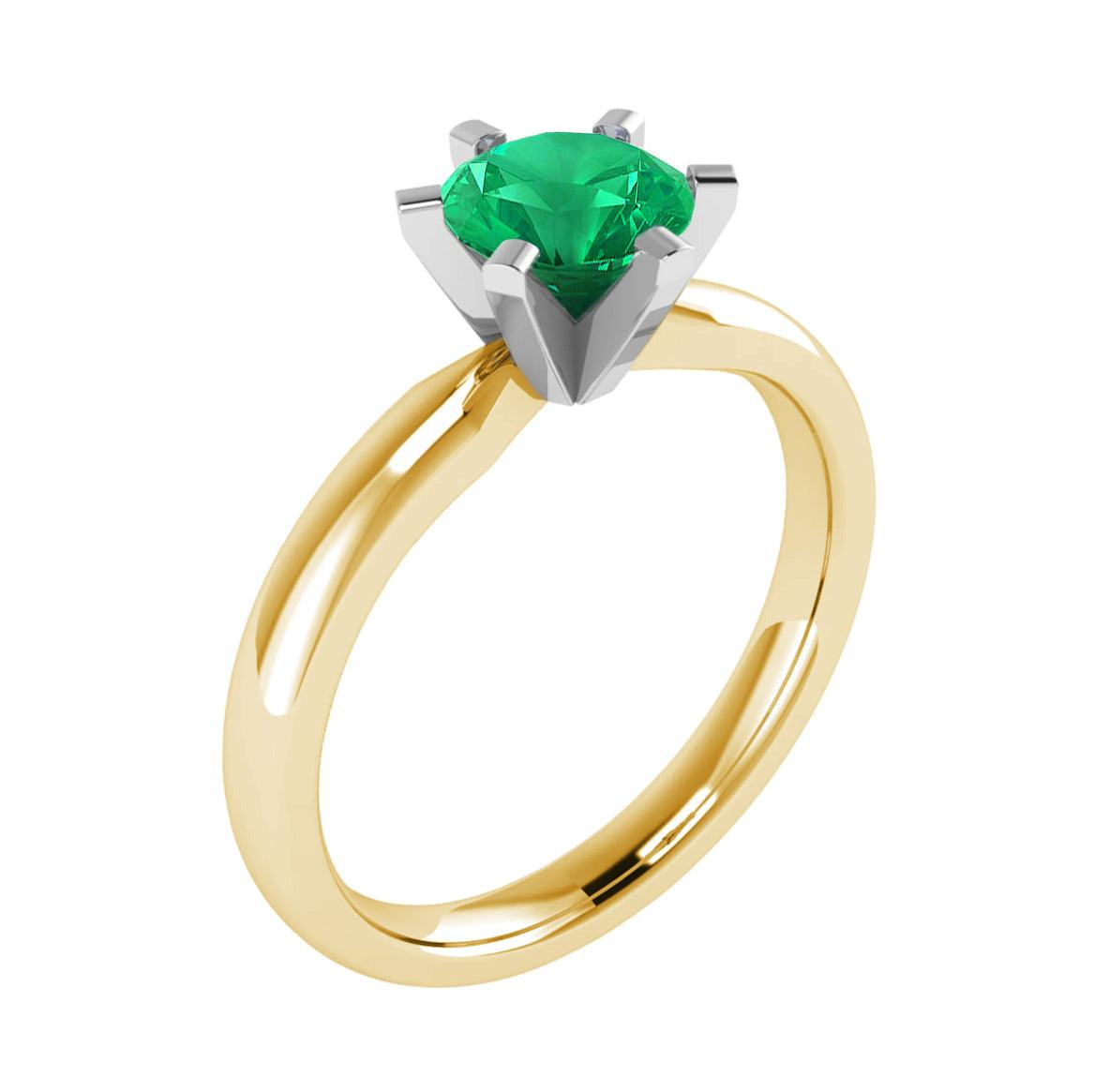 Six-Claw Solitaire Engagement Ring in 18k Two Tone Gold - XMERALDA