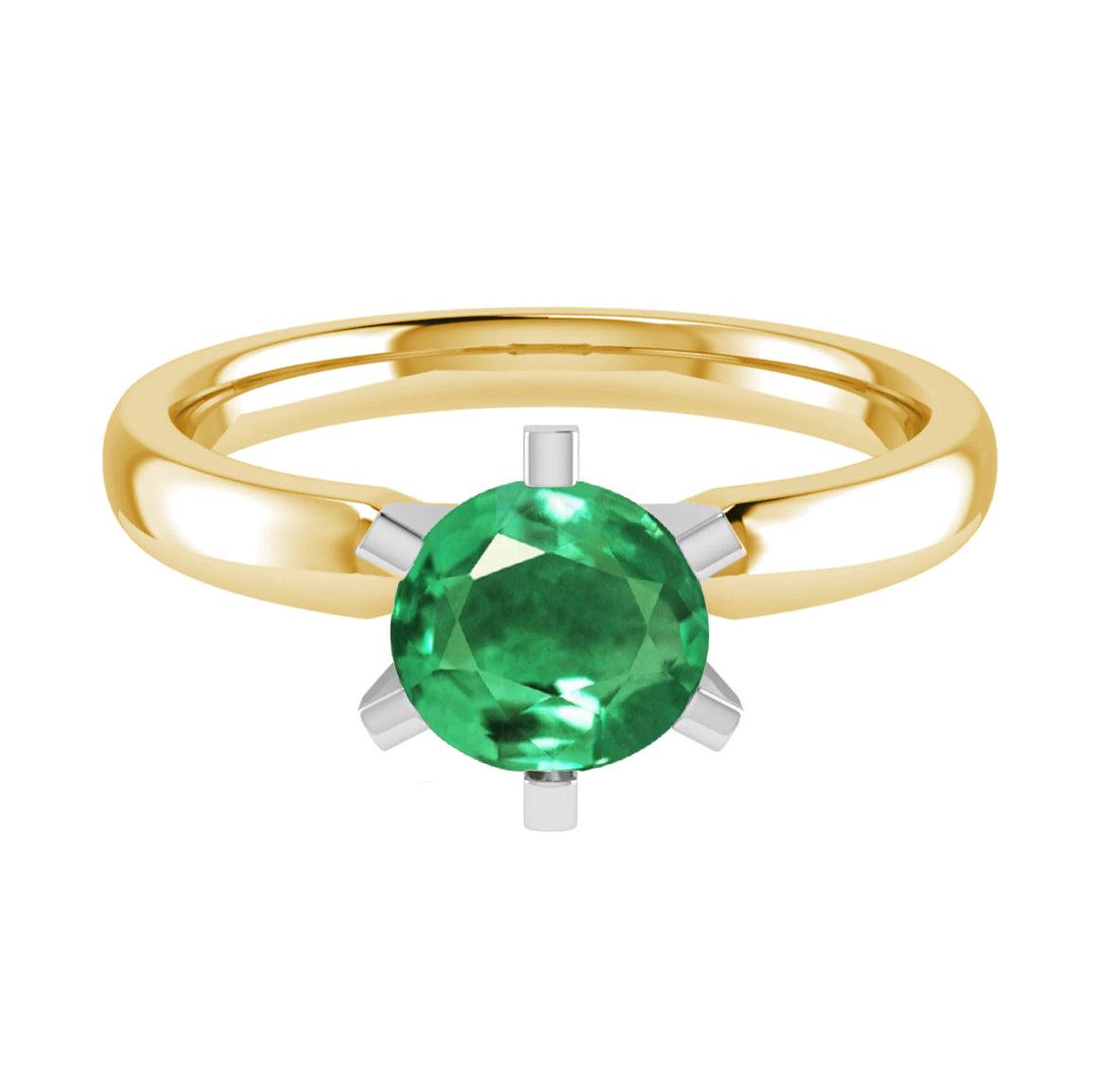 Six-Claw Solitaire Engagement Ring in 18k Two Tone Gold - XMERALDA