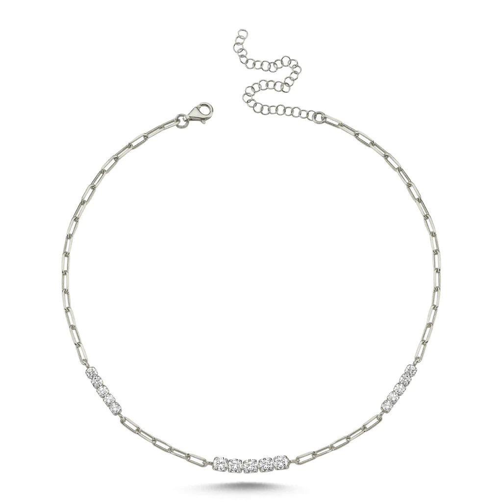 Chunky Chain Zirconia Stone Bar Necklace - XMERALDA 