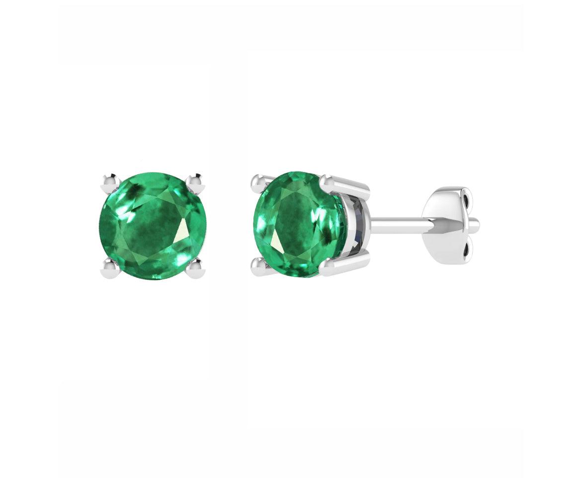 Emerald Stud Earrings in 18k White Gold - XMERALDA