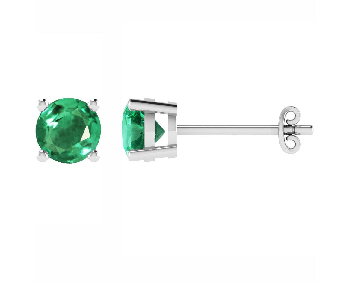 Emerald Stud Earrings in 18k White Gold - XMERALDA