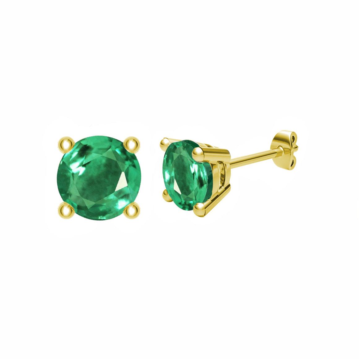 Emerald Stud Earrings in 18k Yellow Gold - XMERALDA