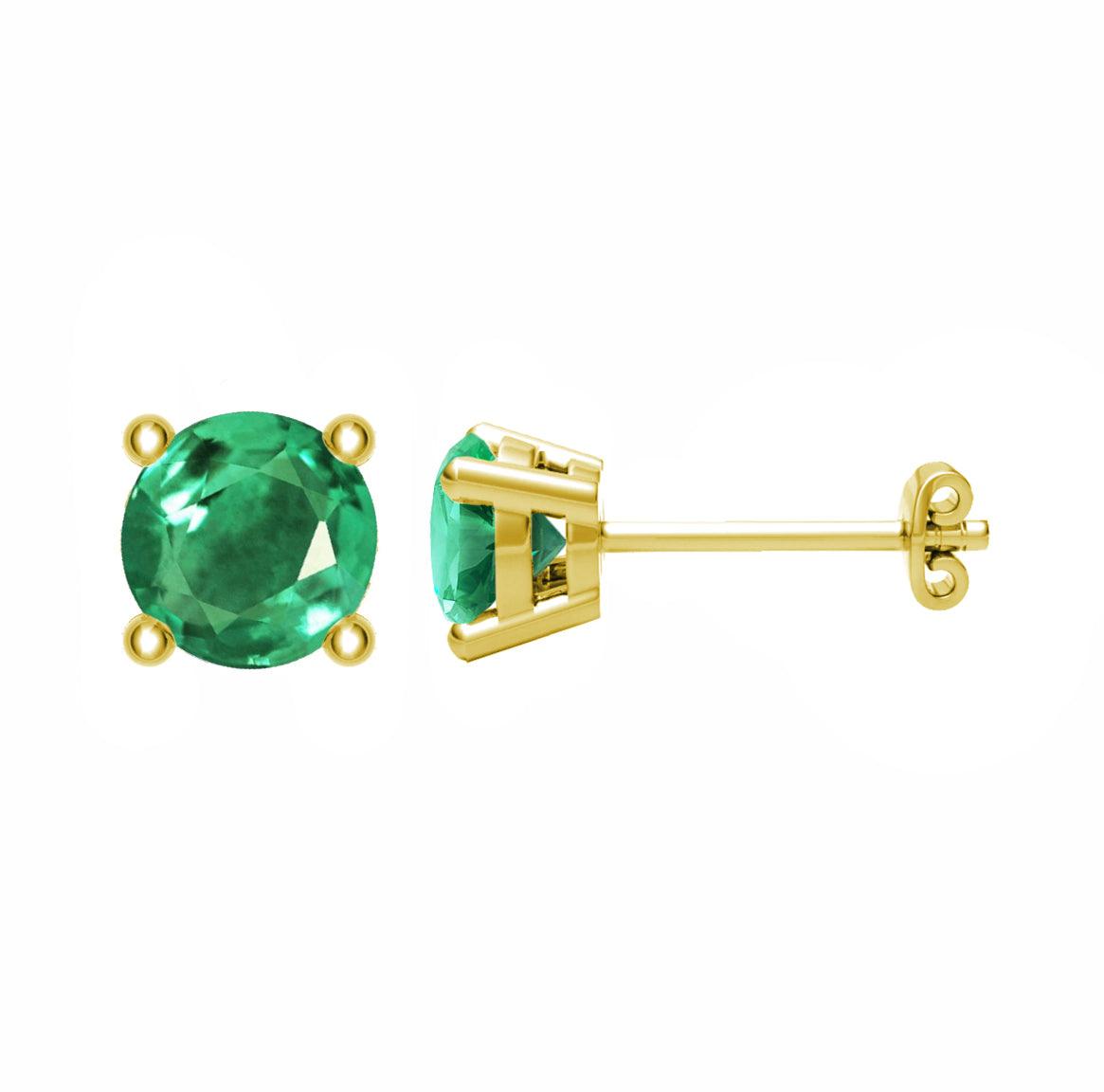 Emerald Stud Earrings in 18k Yellow Gold - XMERALDA 