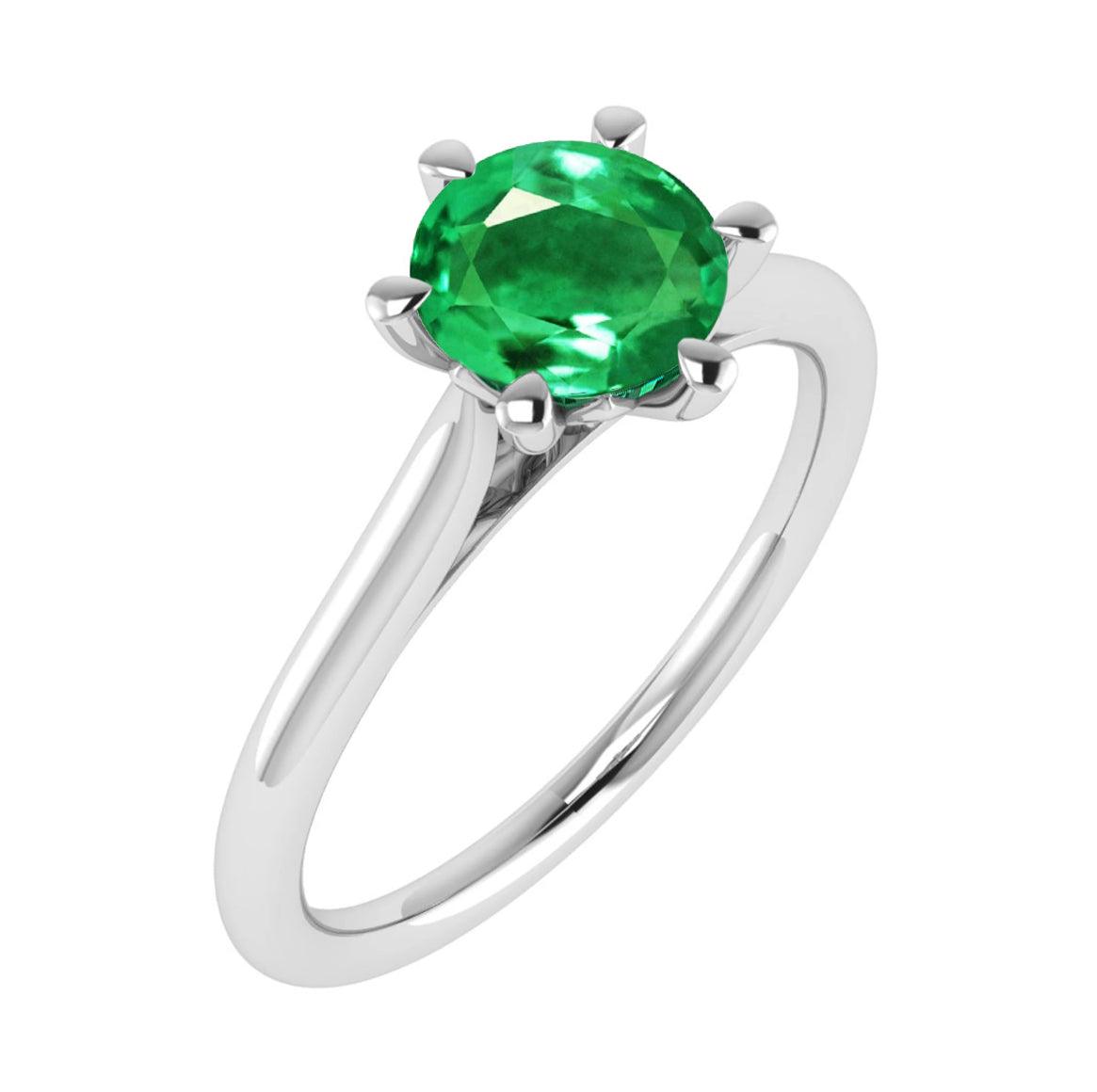 Six-Claw Solitaire Engagement Ring in 18k Gold - XMERALDA