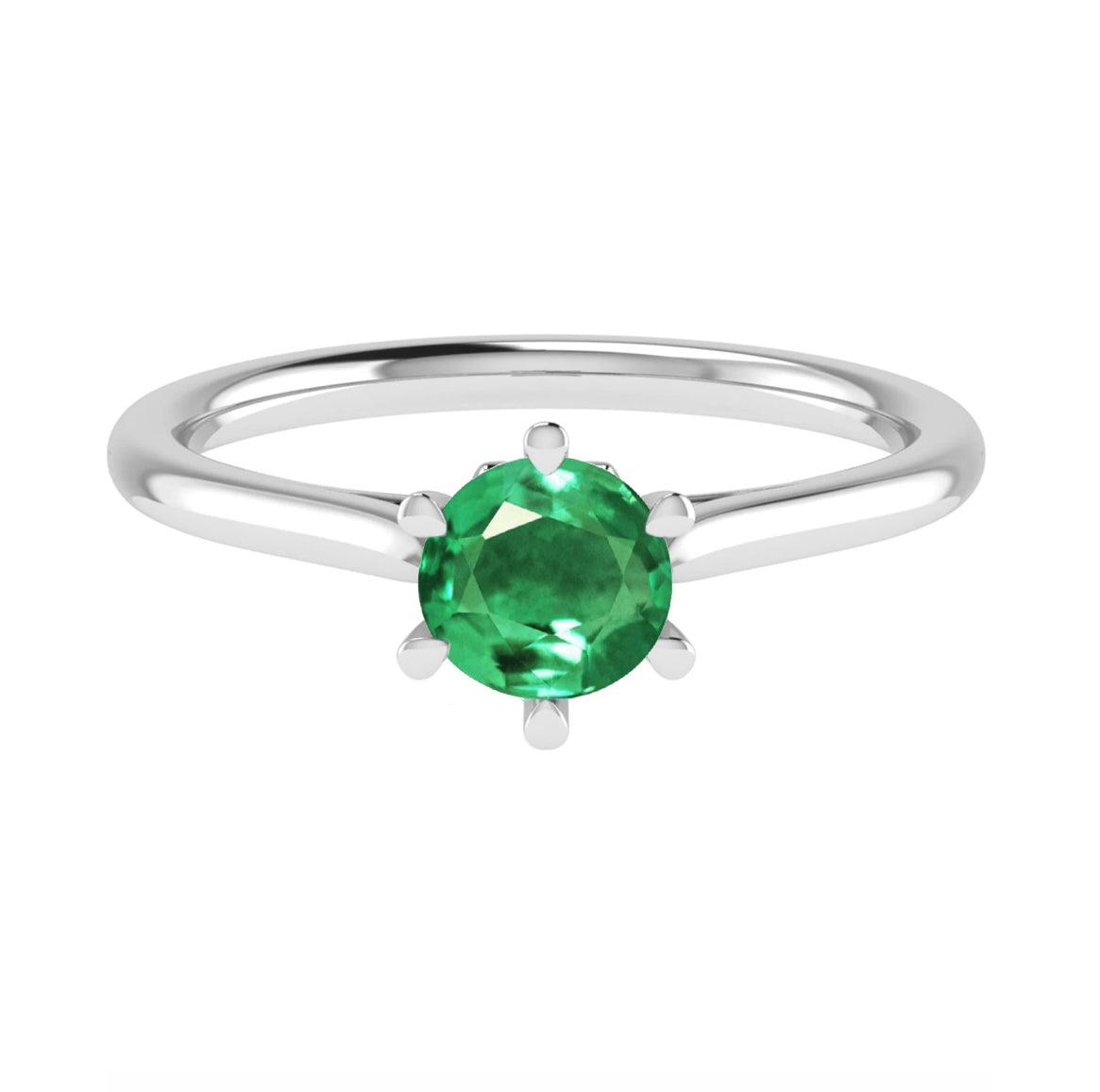 Six-Claw Solitaire Engagement Ring in 18k Gold - XMERALDA