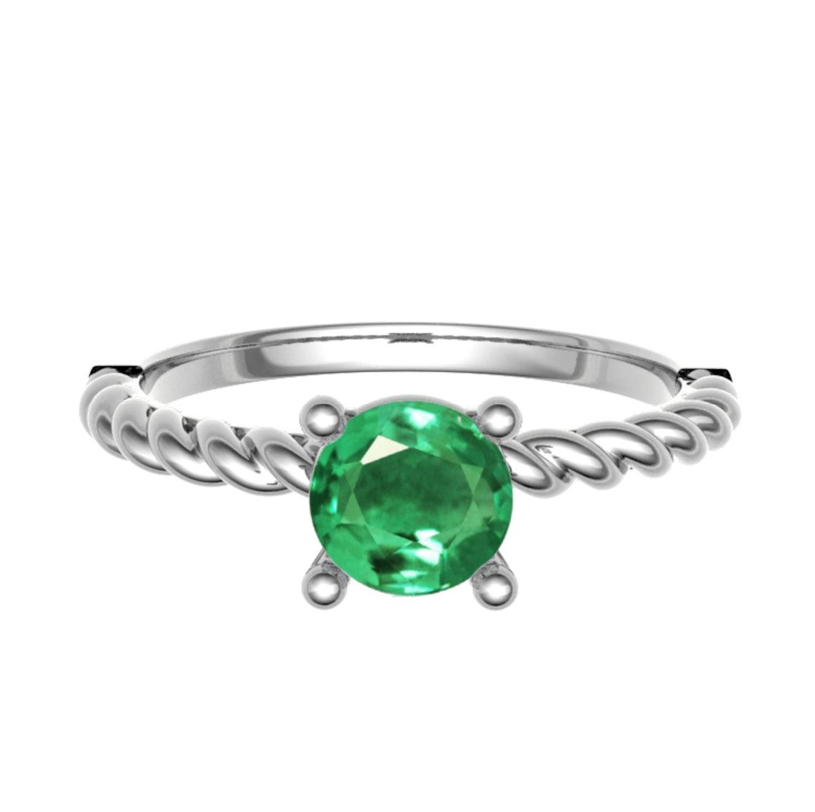 Vintage Emerald Solitaire Ring in 18k Gold - XMERALDA