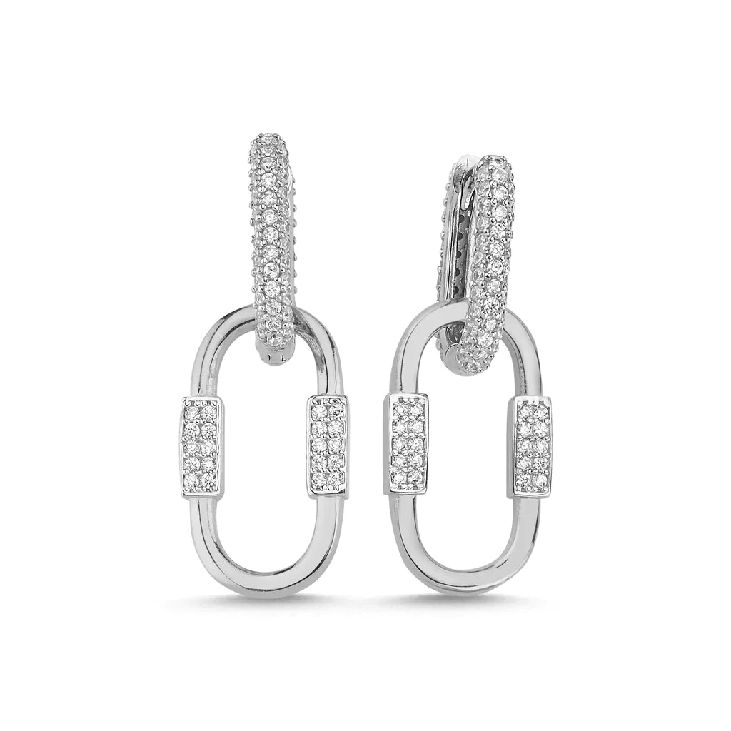 Zirconia Iced Link Earrings - XMERALDA 