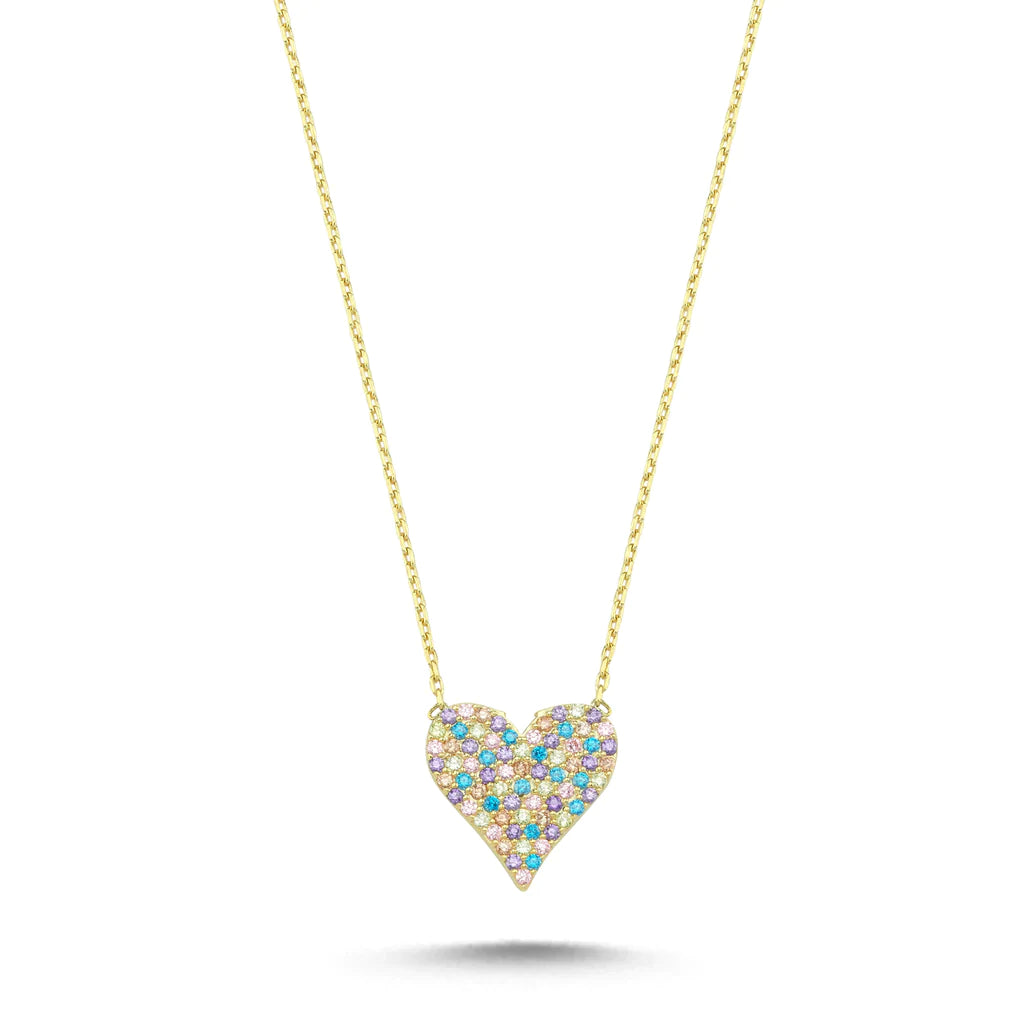 Colourful Zirconia Heart Necklace - XMERALDA 