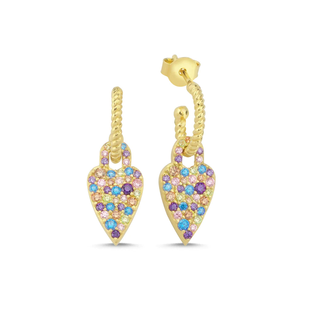 Colourful Hanging Heart Earrings - XMERALDA 