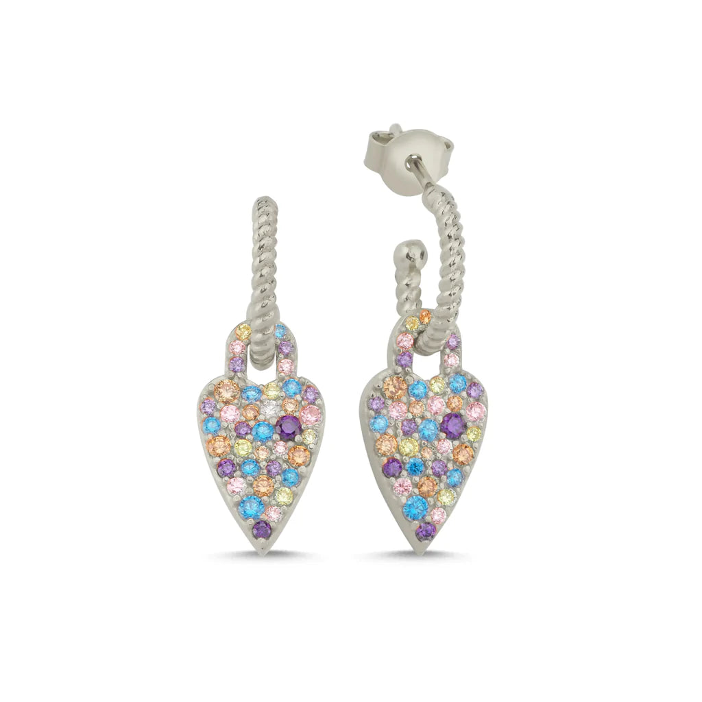 Colourful Hanging Heart Earrings - XMERALDA 