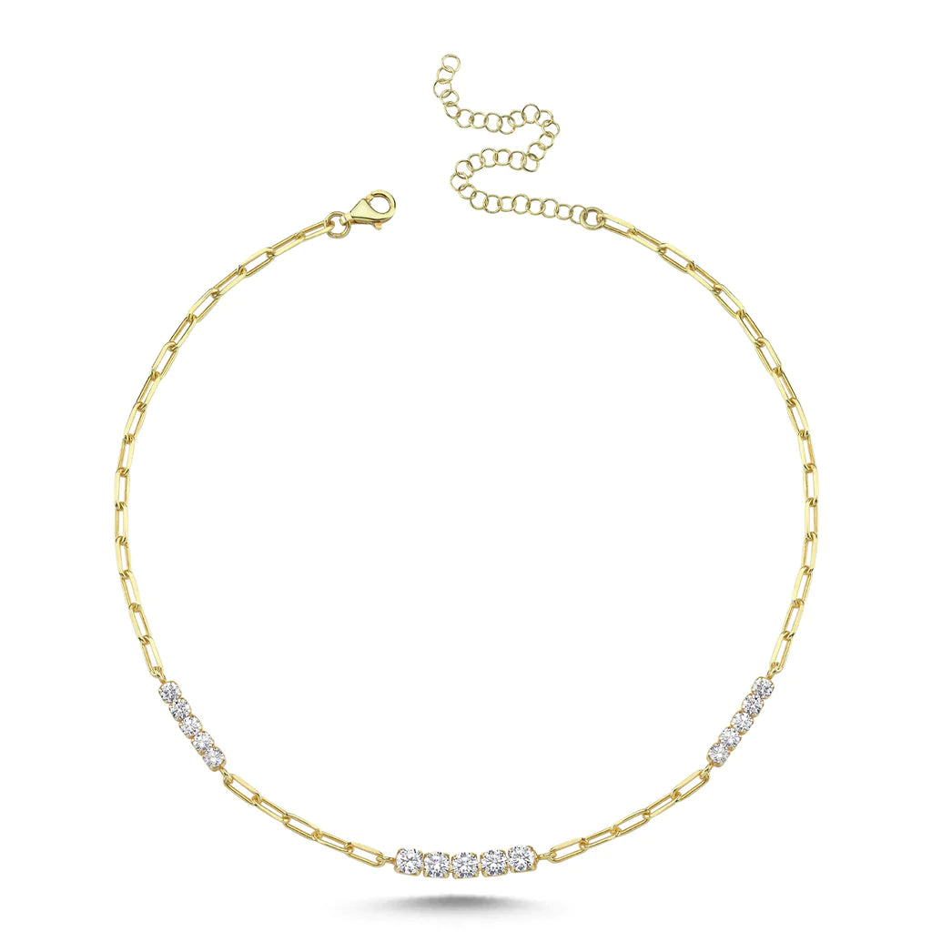 Chunky Chain Zirconia Stone Bar Necklace - XMERALDA 