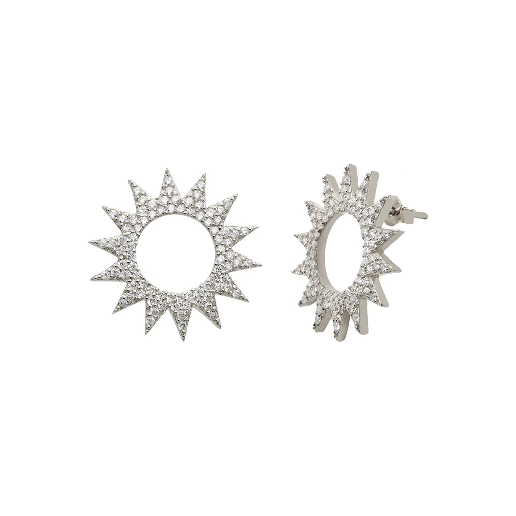 White Zirconia Sun Hoop Earring - XMERALDA 