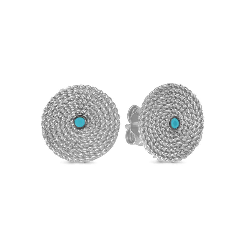 Turquoise Ethnic Twisted Stud Earrings - XMERALDA 