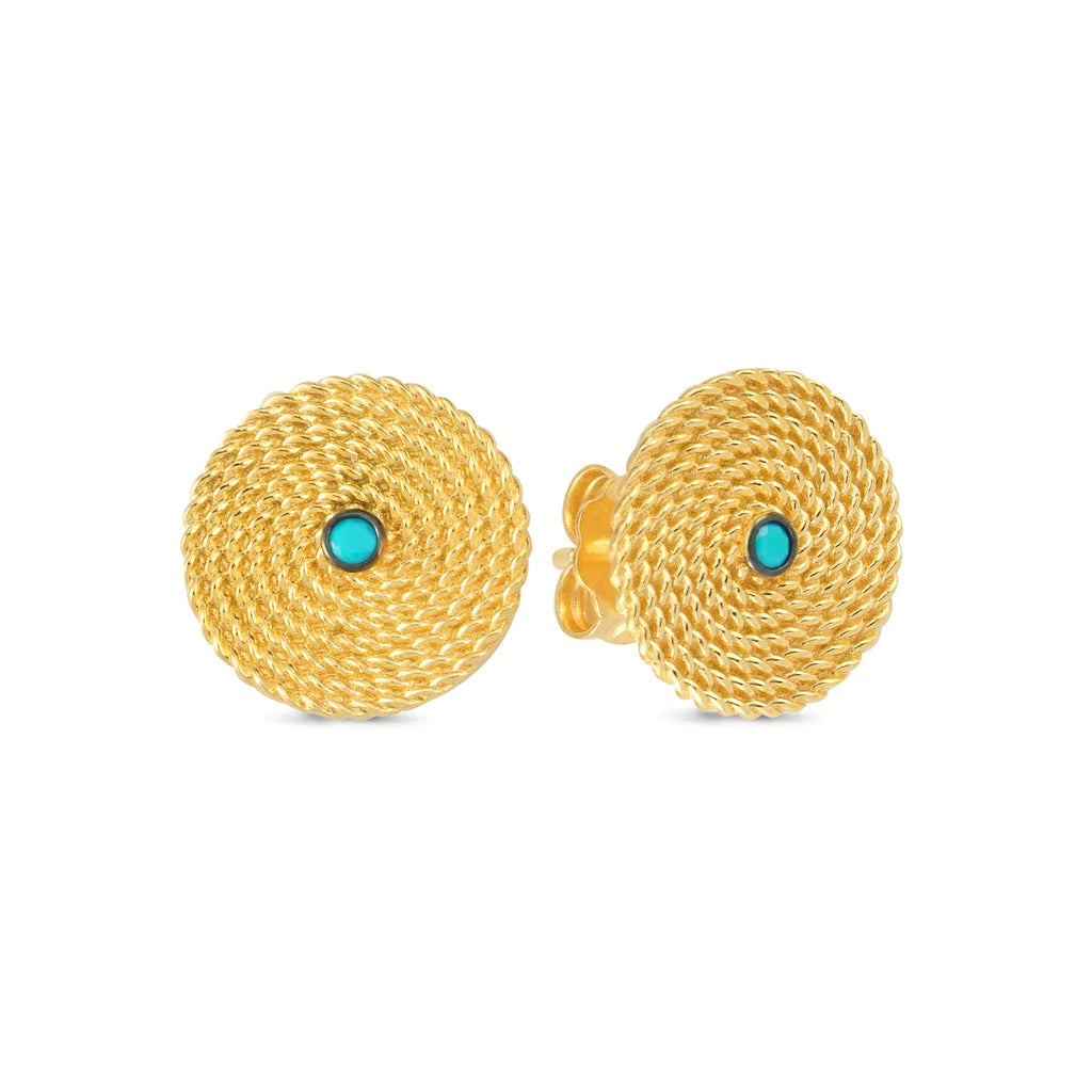 Turquoise Ethnic Twisted Stud Earrings - XMERALDA 
