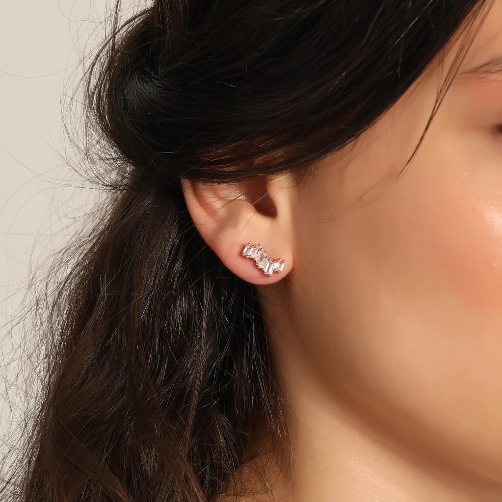 Baguette Zirconia Stud Earrings - XMERALDA 