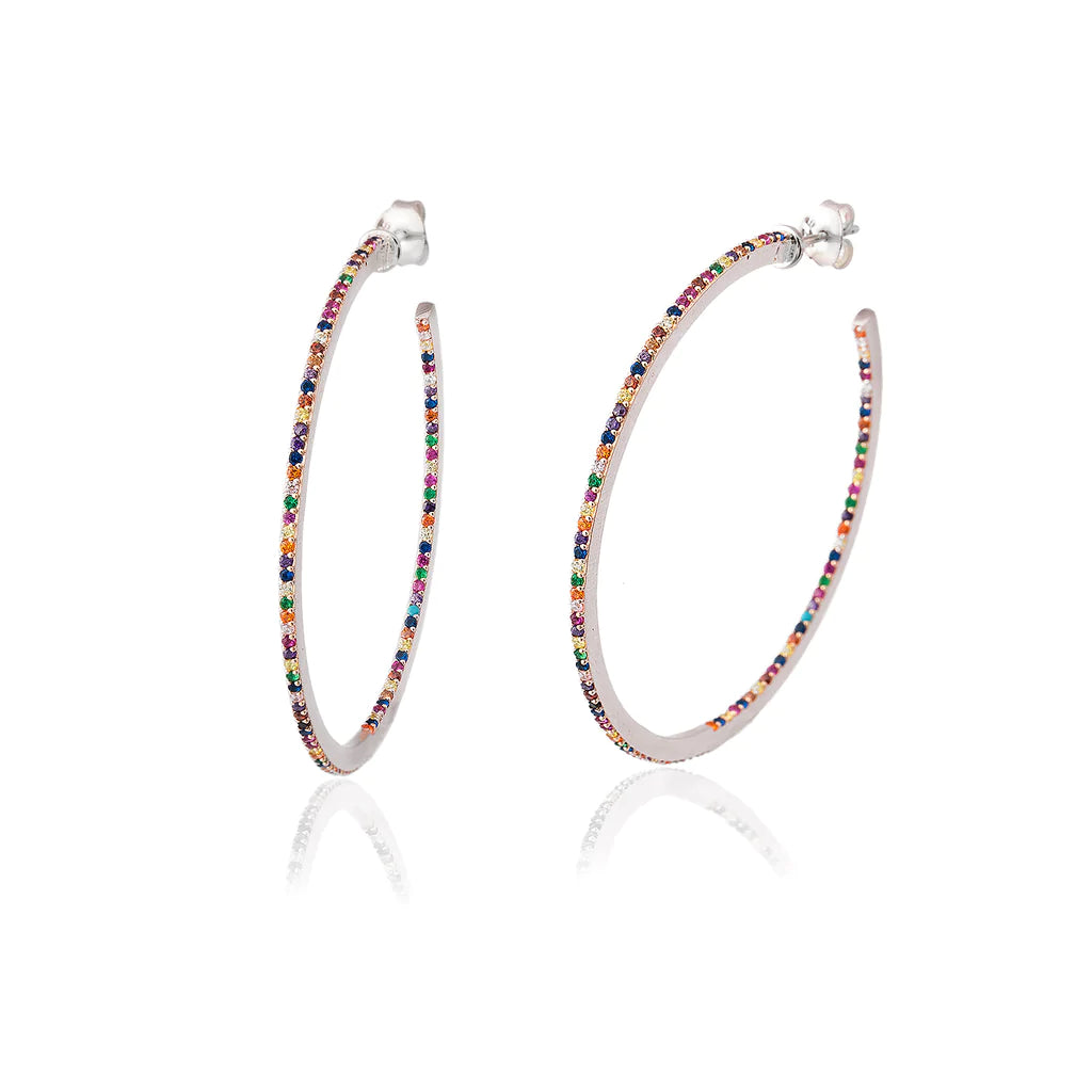 Colourful Hoop Earring 925 Sterling Silver - XMERALDA 