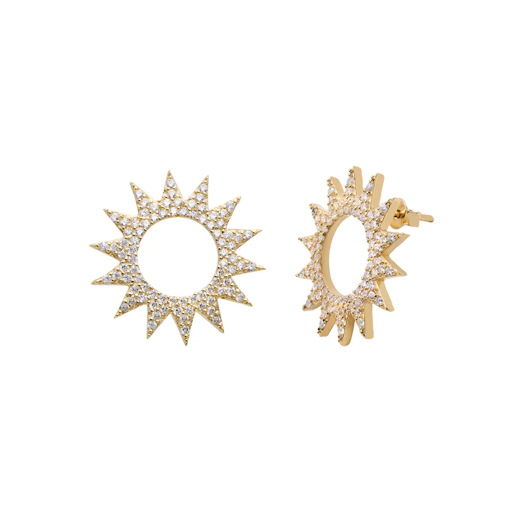 White Zirconia Sun Hoop Earring - XMERALDA 