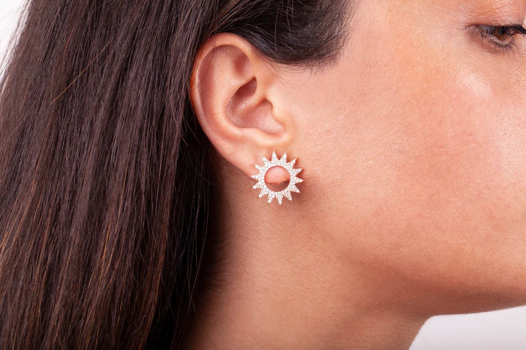 White Zirconia Sun Hoop Earring - XMERALDA 