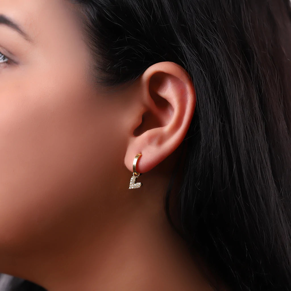 White Enamel Heart Hoop Earrings - XMERALDA 