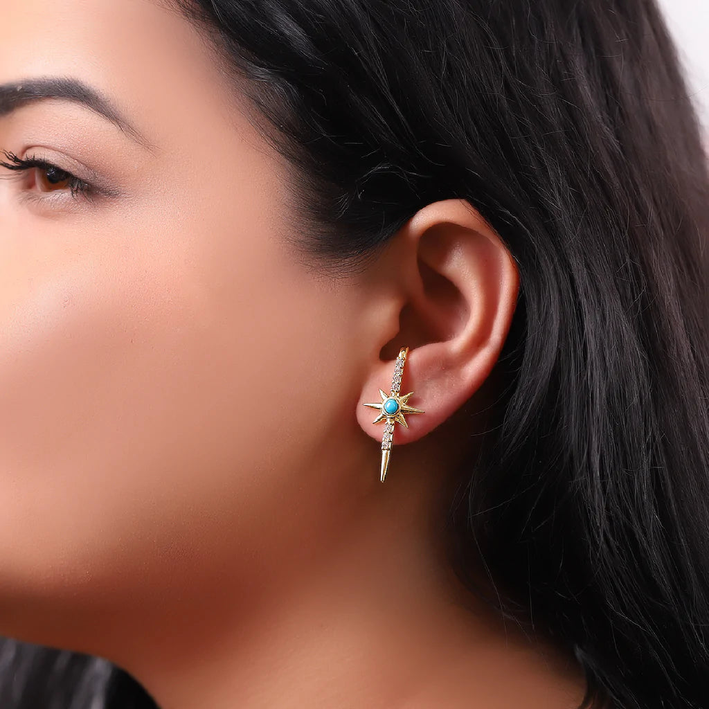Turquoise Stone NorthStar Earrings - XMERALDA 