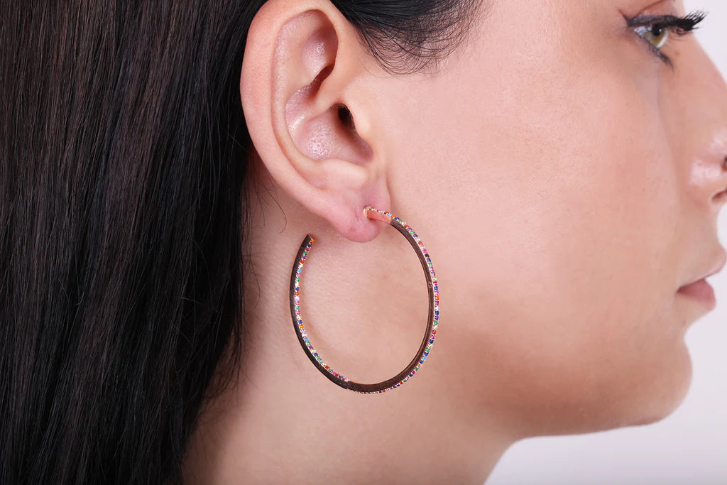 Colourful Hoop Earring 925 Sterling Silver - XMERALDA 