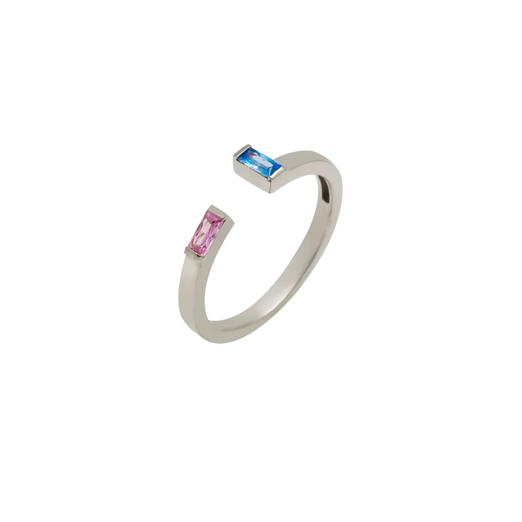 Adjustable Aquamarine Pink Baguette Ring - XMERALDA 