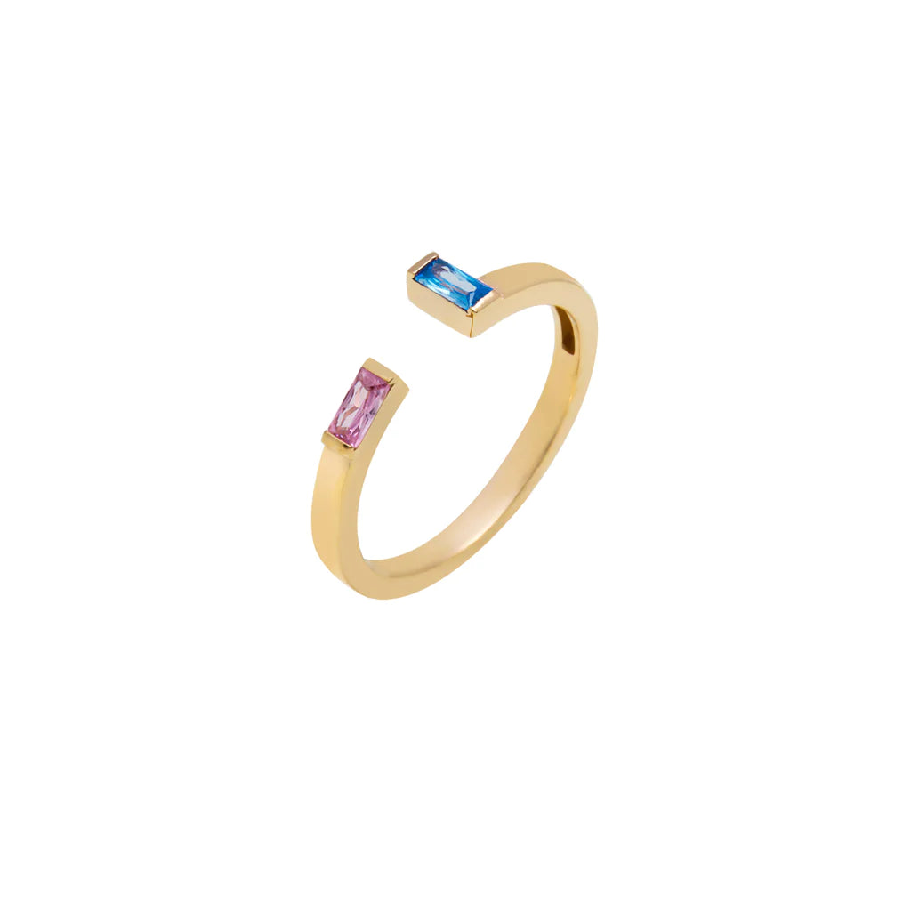 Adjustable Aquamarine Pink Baguette Ring - XMERALDA 
